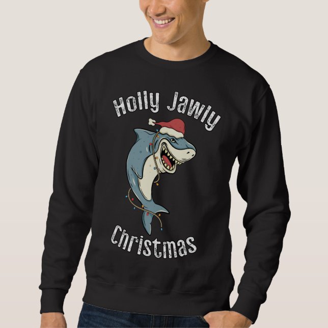 Sweatshirt Holly Jawly Noël Funny Père Noël Shark Xmas Shark (Devant)