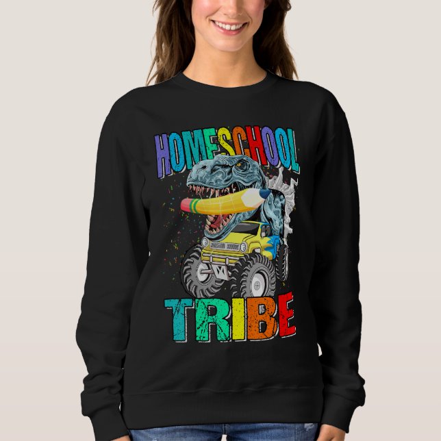 Sweatshirt Homeschool Tribe Monster Truck Dinosaur (Devant)