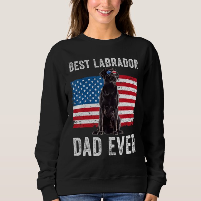 Sweatshirt Hommes Black Labrador Papa Américain Drapeau Propr (Devant)