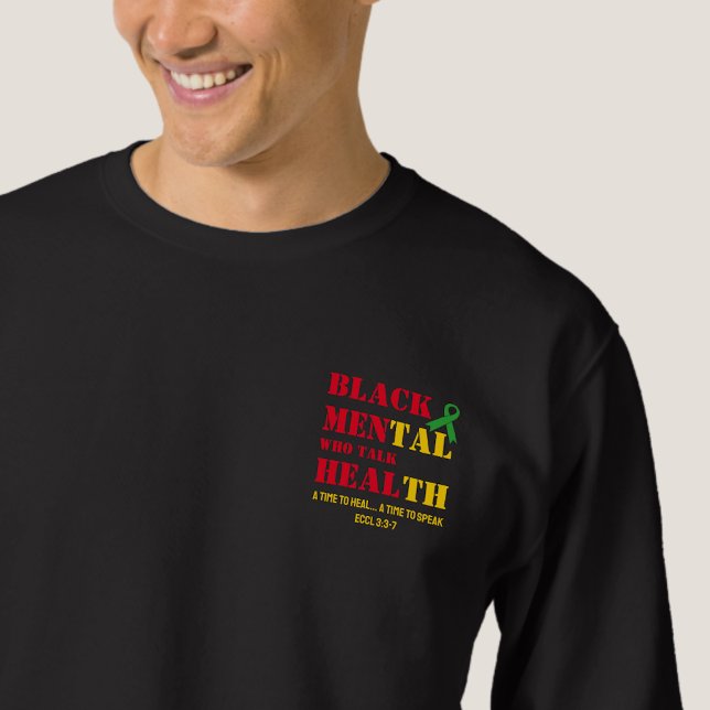 Sweatshirt HOMMES DE LA SANTÉ Mentale Noire QUI PARLENT GUÉRI (Front view cropped)