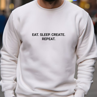 Sweatshirt Hommes élégants Blanc Manger Dormir Créer Slogan R