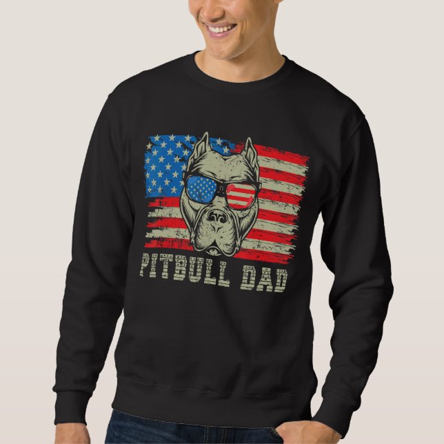 Sweatshirt Hommes Pitbull Papa américain Pit Bull Dog Us Drap (Devant)