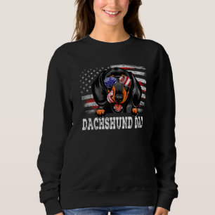 Sweatshirt Hommes Vintage Dachshund Papa Drapeau américain Pè