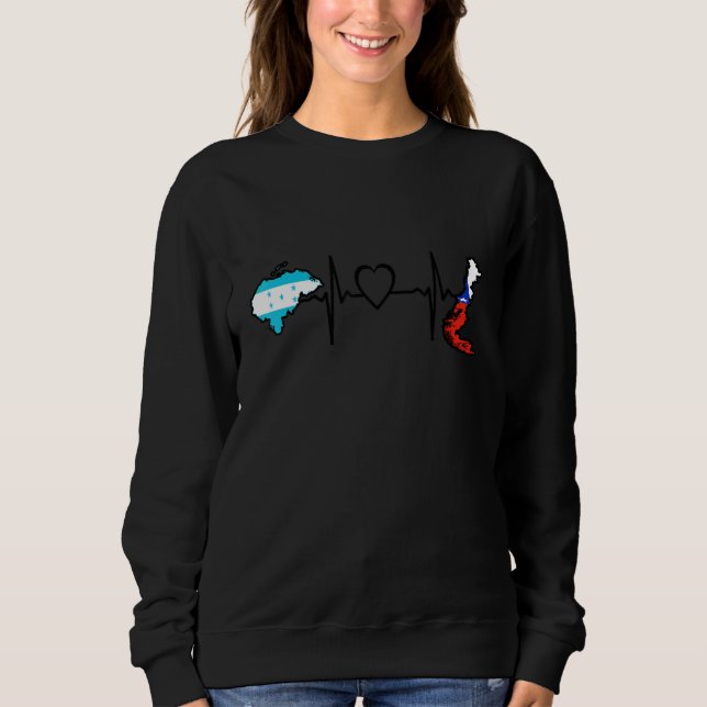 Sweatshirt Honduras Chile Flag Honduran Chilean Heartbeat (Devant)