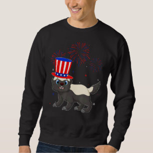 Sweatshirt Honey Badger Rouge Blanc Bleu Feu d'artifice Décor