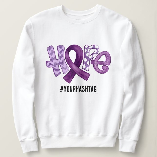 Sweatshirt Hope Awareness Ribbon Personalized Hashtag (Design devant)
