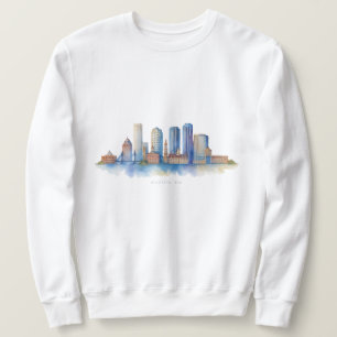 Sweatshirt Horizon de la ville de Boston à l'aquarelle Mode