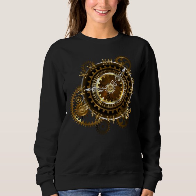 Sweatshirt Horloge Steampunk avec des engrenages anciens (Devant)