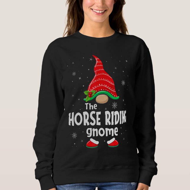 Sweatshirt Horse Riding Gnome Family Group Christmas Party Pa (Devant)