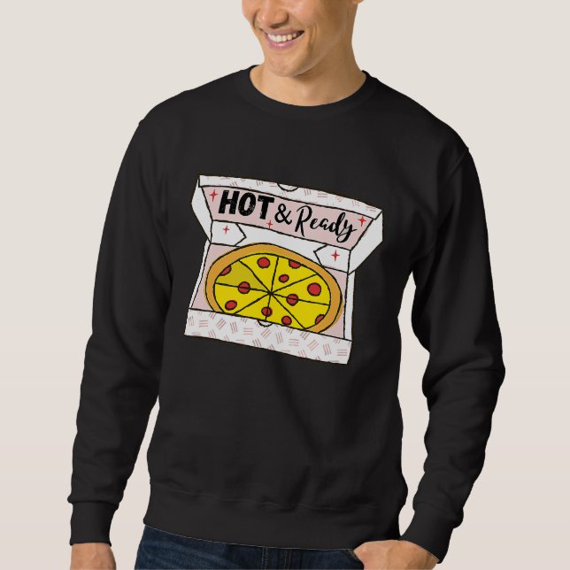 Sweatshirt Hot And Ready Pizza Retro Valentine's Day Groovy R (Devant)