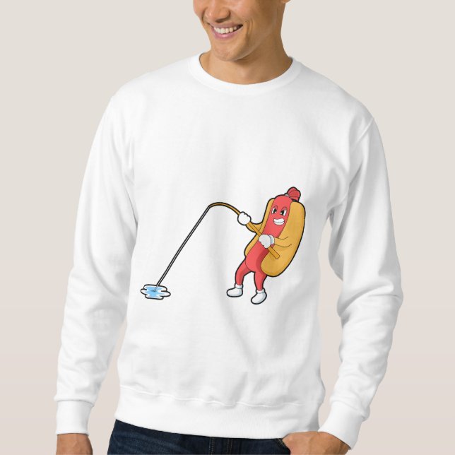 Sweatshirt Hotdog à la pêche avec bâtonnet de pêche (Devant)