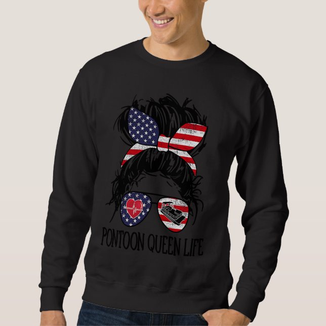Sweatshirt HOUSE CLEANING OR COOKING Pontoon Queen life Messy (Devant)