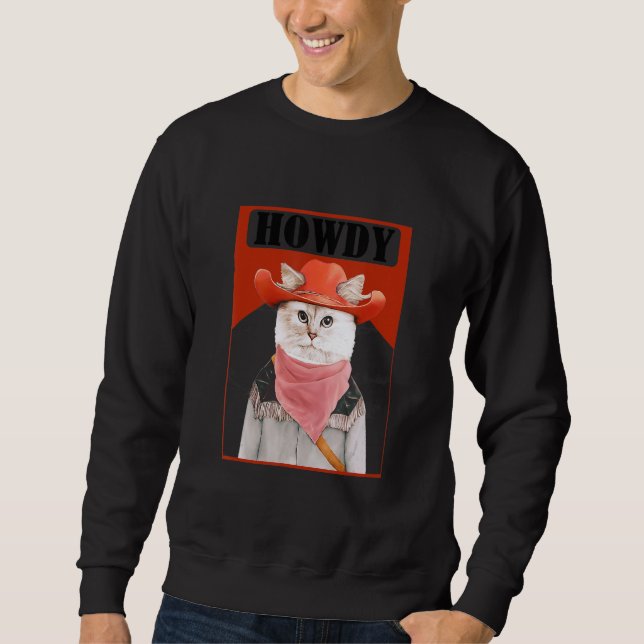 Sweatshirt Howdy  Cat Meme Texan (Devant)