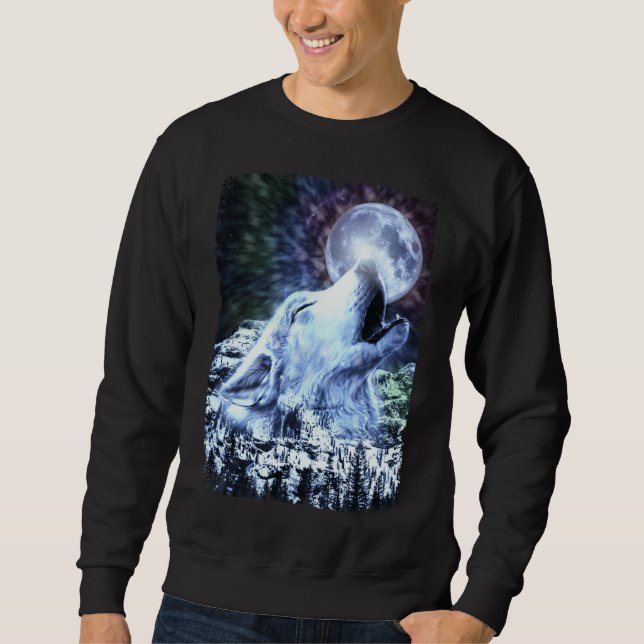 Sweatshirt Howling Wolf Moon Wolves Winter (Devant)