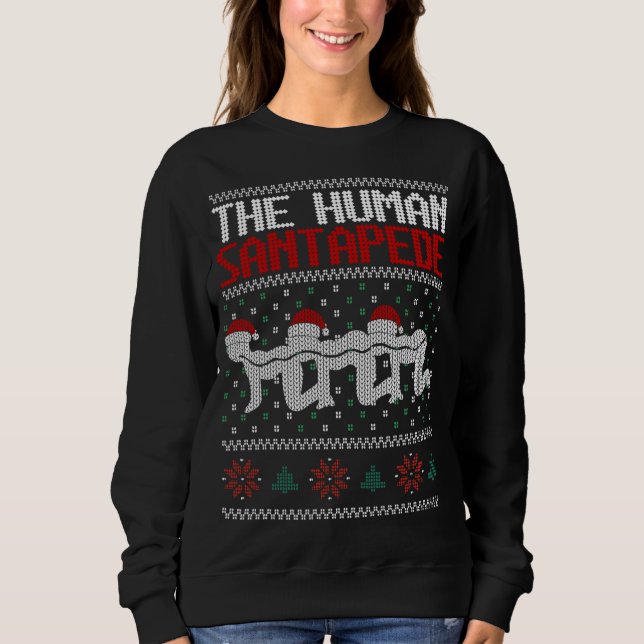 Sweatshirt Humain Santapede drôle Parodie laide Noël Sw (Devant)