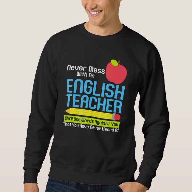 Sweatshirt Humour Enseignant Anglais Lecture Livres Vocabulai (Devant)
