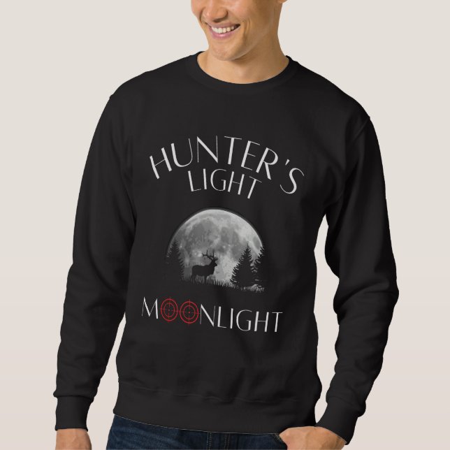 Sweatshirt Hunting hunter light moonlight deer red deer rifle (Devant)