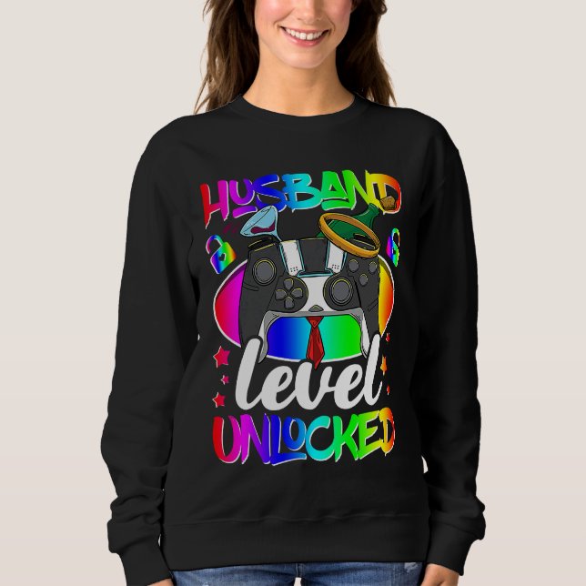 Sweatshirt Husband Level Unlocked Engagement Valentines Day G (Devant)