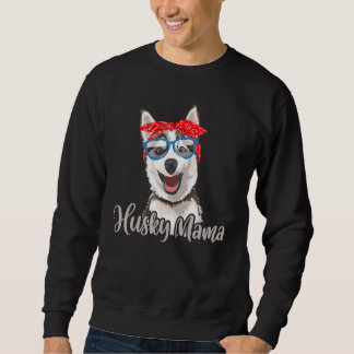 Sweatshirt Husky Mama Maman Sibérie Rouge Écharpe Lunettes de