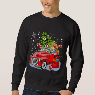 Sweatshirt Husky Riding voiture rouge Joyeux chien de Noël