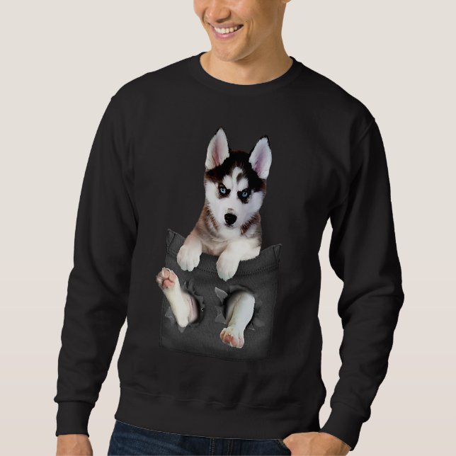 Sweatshirt Husky Sibérien Dans La Pocket Puppy (Devant)
