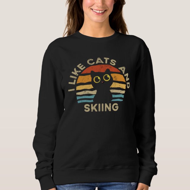 Sweatshirt I Like Cats And Skiing (Devant)