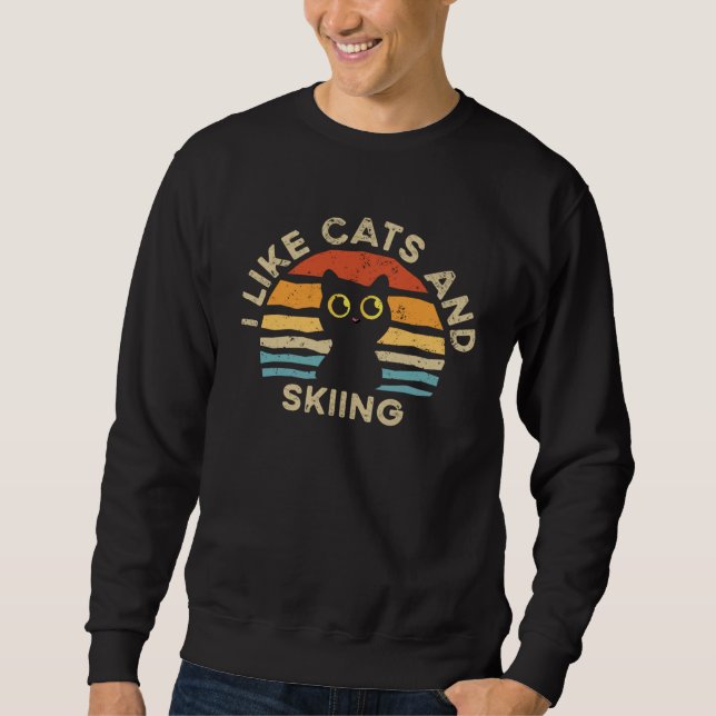 Sweatshirt I Like Cats And Skiing (Devant)