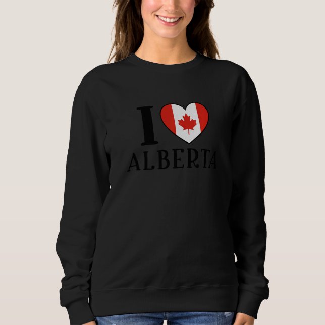 Sweatshirt I Love Alberta Canada Heart Flag  1 (Devant)