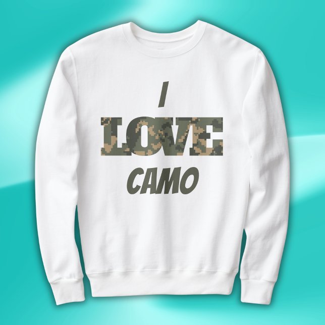 Sweatshirt I Love Camouflage Vert Brown | (Créateur téléchargé)