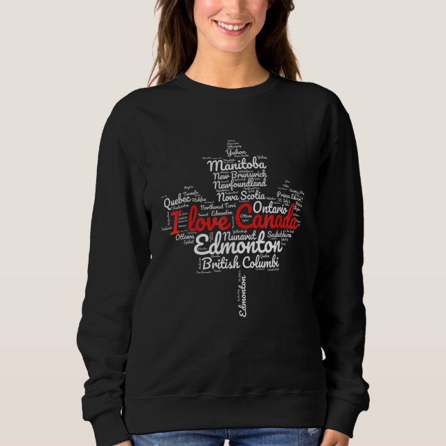 Sweatshirt I Love Canada with Red Maple Leaf Heart Tee (Devant)