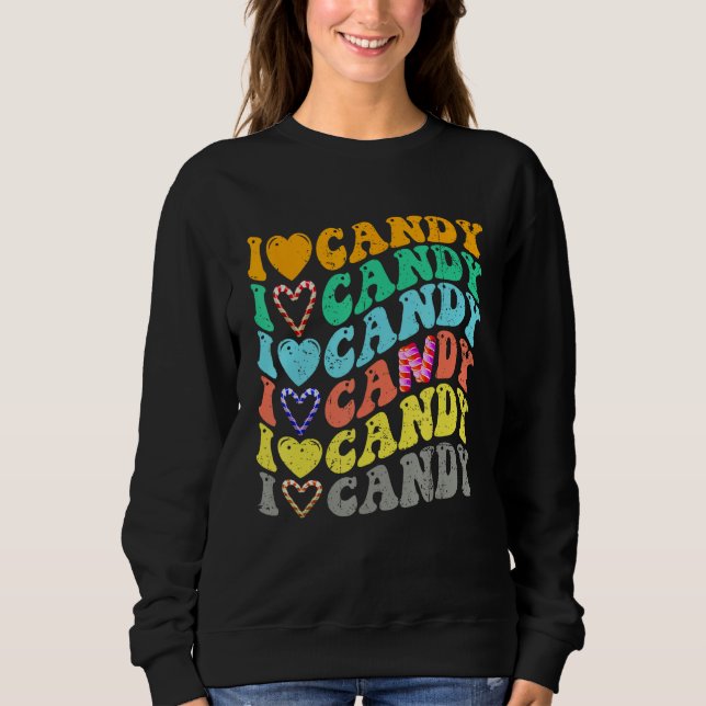 Sweatshirt I love Candy Halloween Party Cute Trick or Treat (Devant)