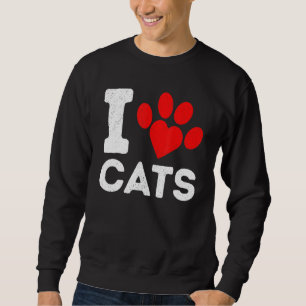 Sweatshirt I Love Chats Coeur Animaux Humours Kitten