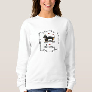 Sweatshirt I Love Dachshunds Dachsies (noir et bronze) mignon