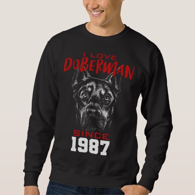 Sweatshirt I love doberman since 1987 (Devant)