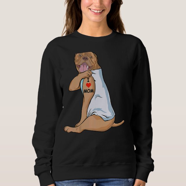 Sweatshirt I Love Maman Tattoo Dogue De Bordeaux Maman Chien  (Devant)