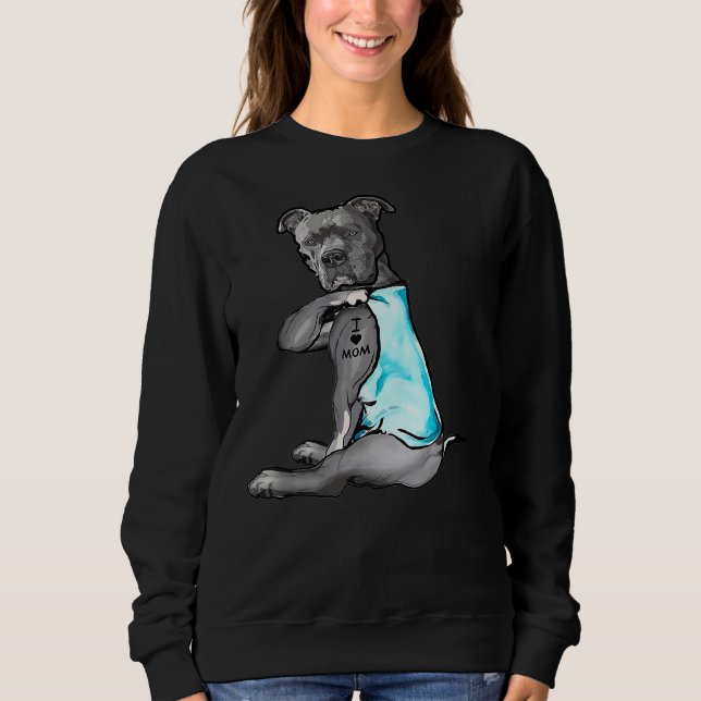 Sweatshirt I Love Maman Tattoo Pitbull Amoureux des chiens Fe (Devant)