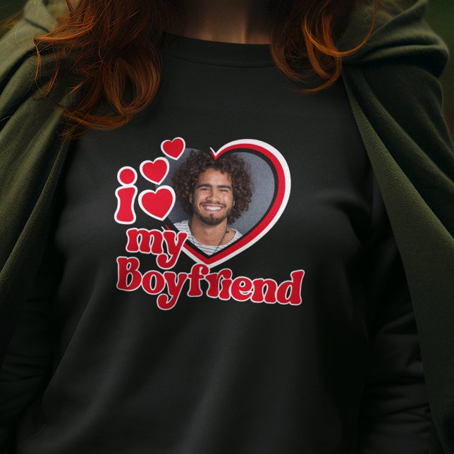 Sweatshirt I Love My Boyfriend Photo Black (Créateur téléchargé)