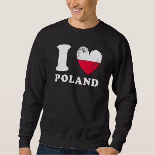 Sweatshirt I Love Pologne Coeur Drapeau Pologne