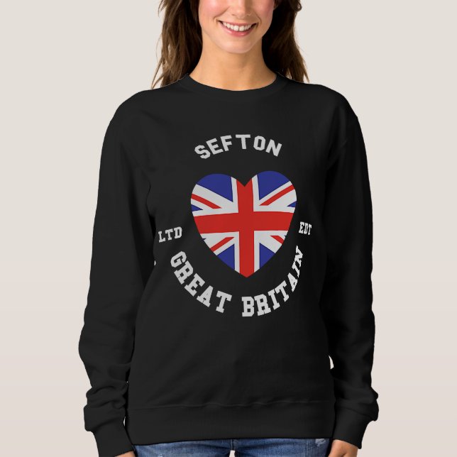 Sweatshirt I Love SEFTON Grande-Bretagne Insigne du drapeau c (Devant)