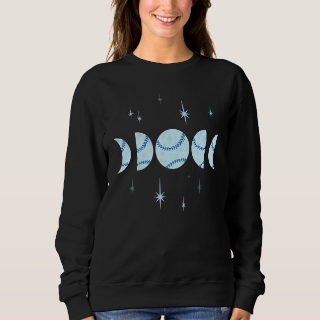 Sweatshirt I Love Softball Moon Phases In Light Blue Pastel A (Devant)