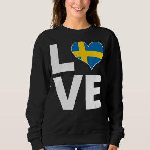 Sweatshirt I Love Suède Coeur Drapeau Suède