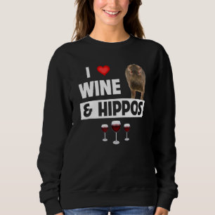 Sweatshirt I Love Vin et Hippopotames Boire Faune Safari An