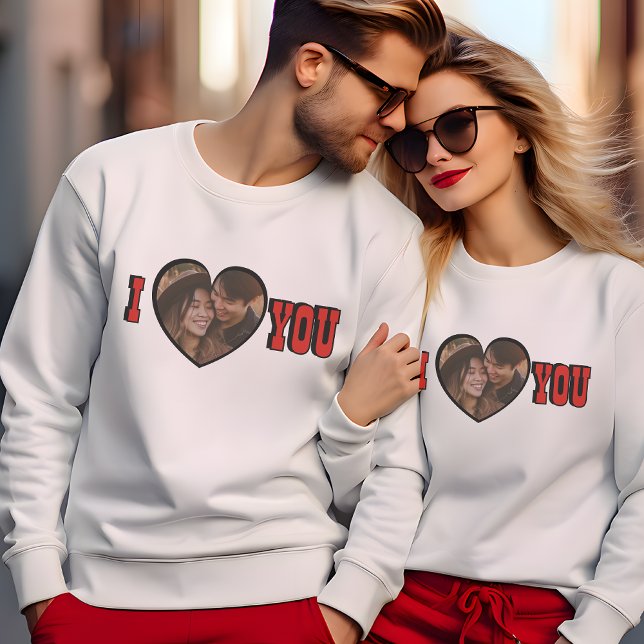 Sweatshirt I Love You Red Photo Heart Hommes (I Love You Red Photo Heart Men's Sweatshirt)
