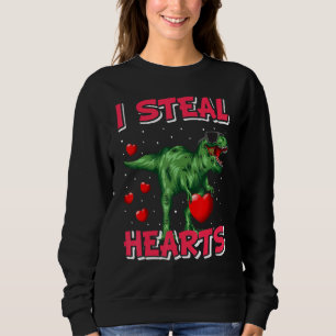 Sweatshirt I Steal Hearts dinosaure Valentines Day Kids Boy