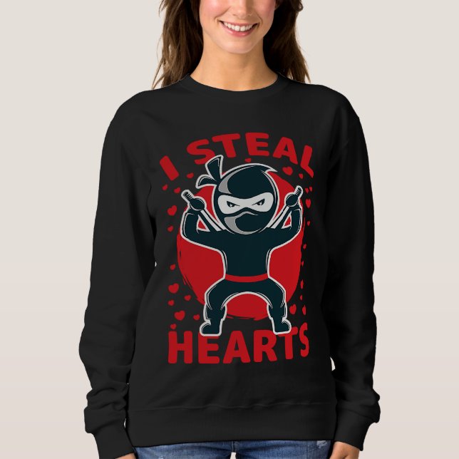 Sweatshirt I Steal Hearts Ninja Boys Valentines Day Toddler (Devant)