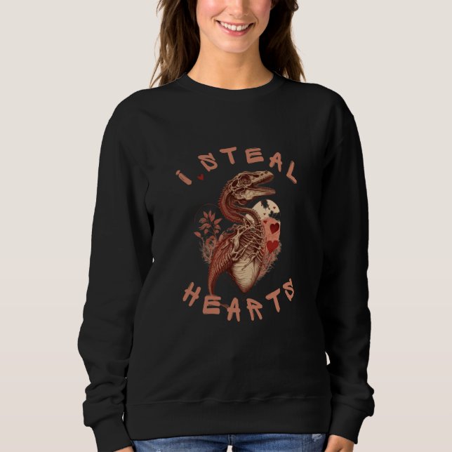 Sweatshirt I Steal Hearts Trex Dino Cute Baby Boy Valentines  (Devant)