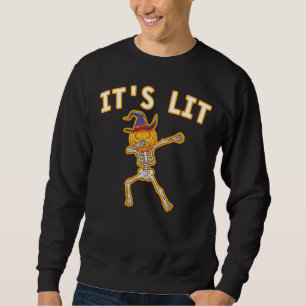 SWEATSHIRT IL EST ÉCLAIRÉ - DABBING HALLOWEEN CITROUILLE SKEL