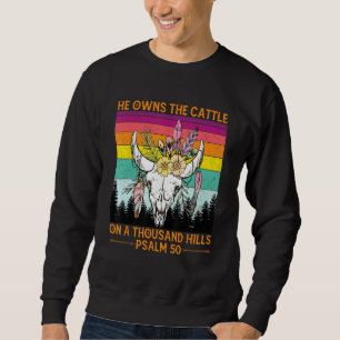 Sweatshirt Il Possède Le Bétail Sur Un Crâne De Taureau De Mi