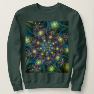 Sweatshirt Illuminé Abstrait brillant Turquoise violet Fracta