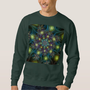 Sweatshirt Illuminé Abstrait brillant Turquoise violet Fracta